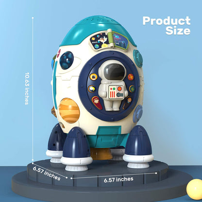 CUTE STONE Children's Multiple Activity Toys, Musical Toy, Electronic Toy W/ Lights & Sounds, Play Drum, Piano Music Key, Detachable Toy Space Shuttle, Astronaut