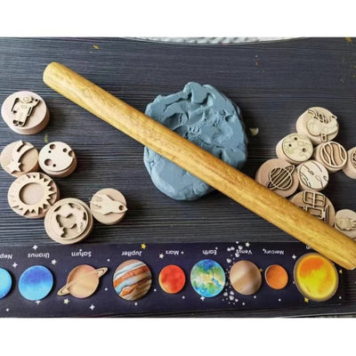 15 sellos de madera Juego espacial - Juguetes de motricidad fina