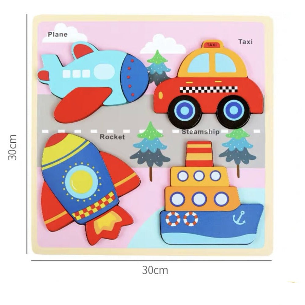 Wooden Large Building Puzzle Set Of 4 - Fine Motor Skills Toys