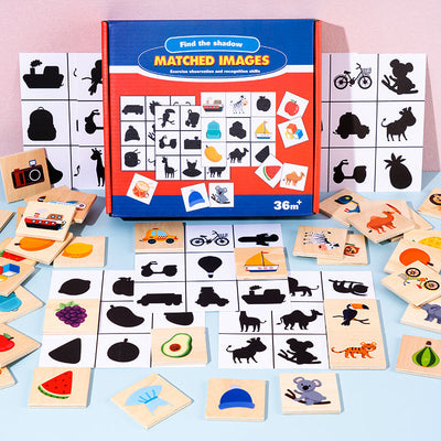 Wooden Find the Shadow Matched Images Game - Mathematics toys