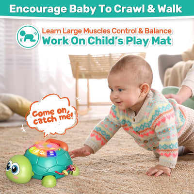 Juguete musical Fidtoy Crawling Turtle para bebé