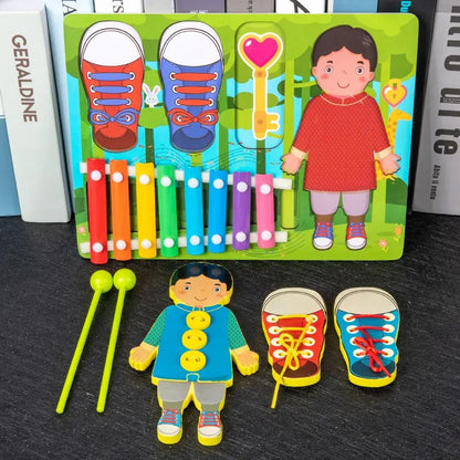 Wooden Xylophone and Threading Activity Board