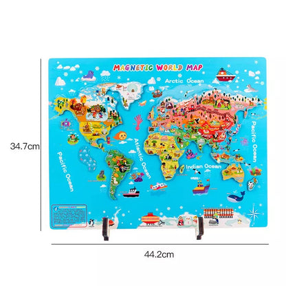 Wooden Magnetic World Map Puzzle- Mathematics toys