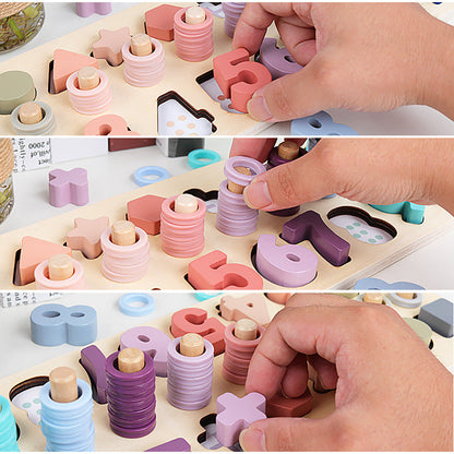 Wooden Number Counting Board- Number and Shape -Mathematics Educational Toys