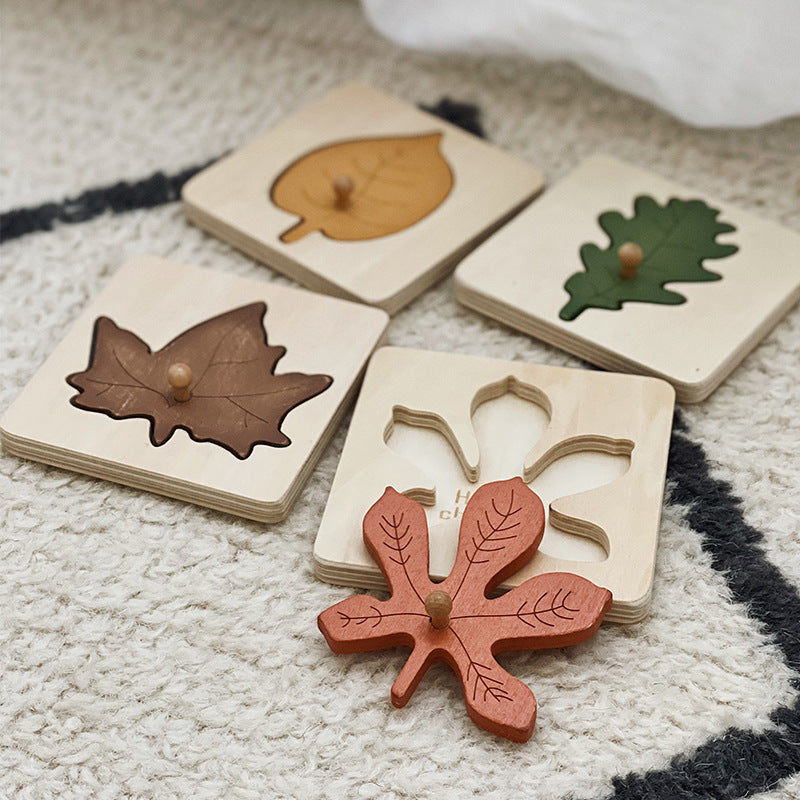 Wooden Leaf Puzzle- Fine motor skills toys