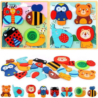 Wooden Large Building Puzzle Set Of 4 - Fine Motor Skills Toys