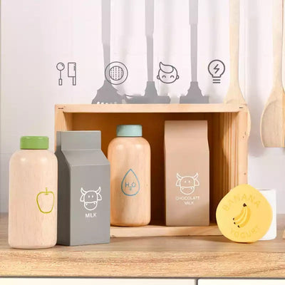 Juguetes de simulación de desayuno de madera - Juguetes de madera de juego abierto