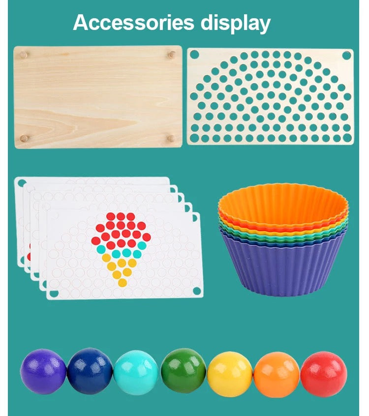 Wooden Rainbow Bead Board - Open Ended Toys