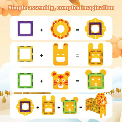 Animal Magnetic Building Blocks™ - Blocs de construction magnétiques - Carreaux magnétiques pour animaux