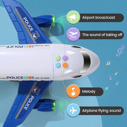 CUTE STONE Toy Aircraft, Transport Cargo Airplane with Music & Light, Airplane Car Play Set & Vehicle Toy, Construction Toy Accessories for 3+ Boys & Girls