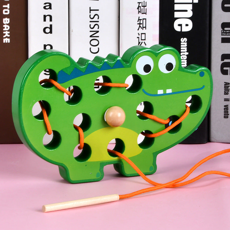 Wooden Animal Threading Rope Game - Fine Motor Skills Toys
