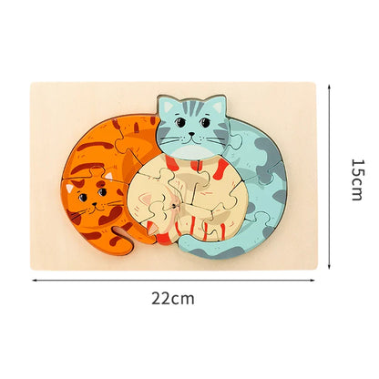 Animal Puzzle™ – Ontdek & Leer – Cartoon Houten Puzzel