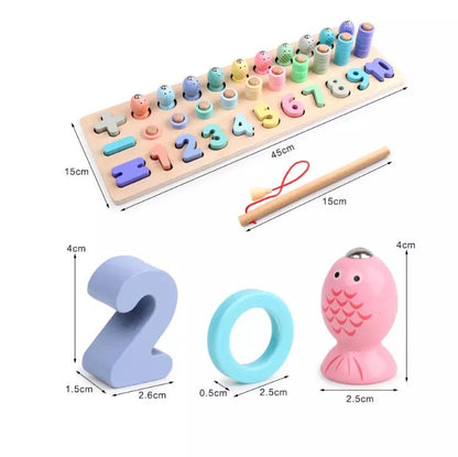 Wooden Number Counting Board- Number and Fishing-Mathematics Educational Toys