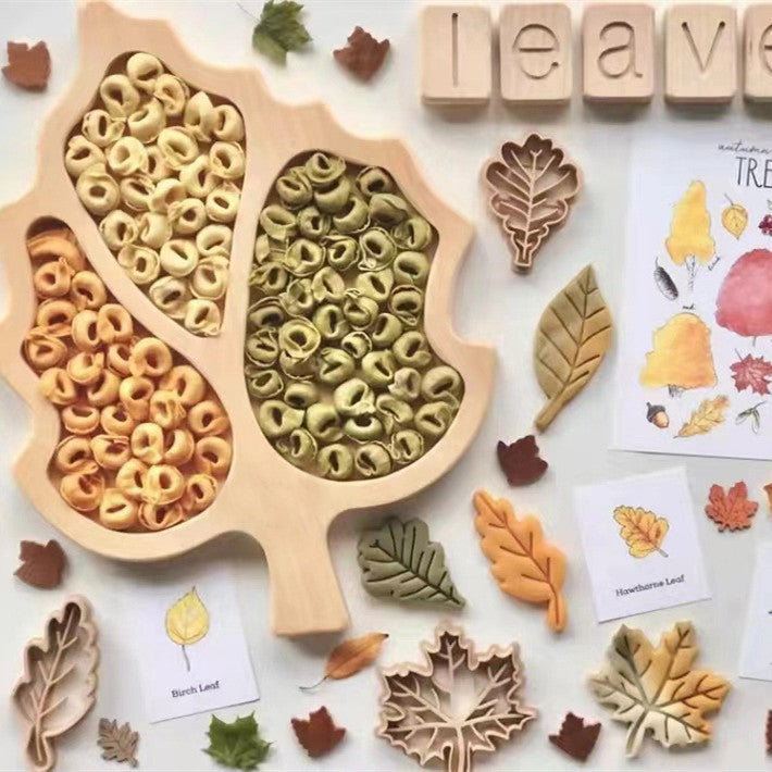 Wooden Leaf Sensory Play Tray - Open and Ended Play