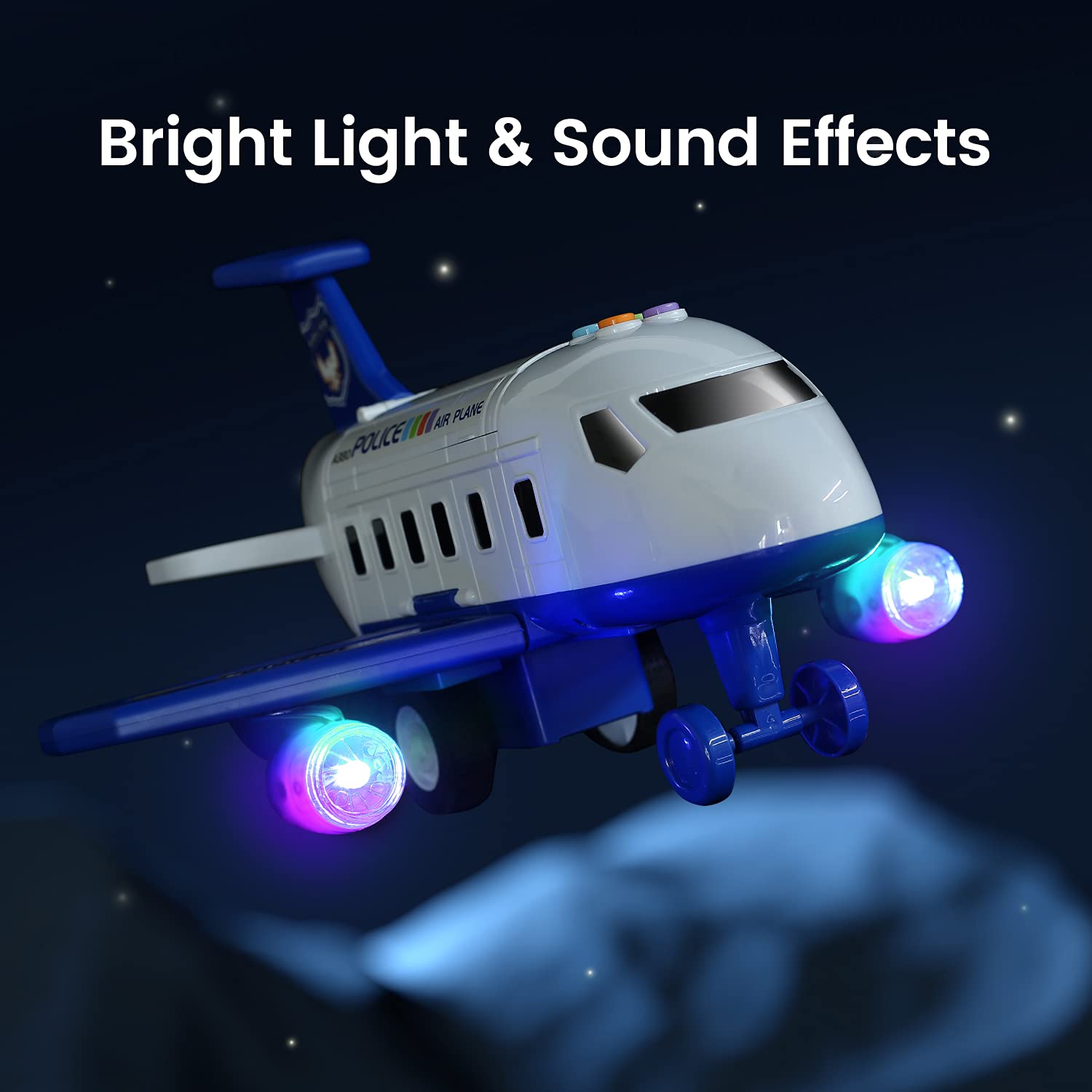 CUTE STONE Toy Aircraft, Transport Cargo Airplane with Music & Light, Airplane Car Play Set & Vehicle Toy, Construction Toy Accessories for 3+ Boys & Girls