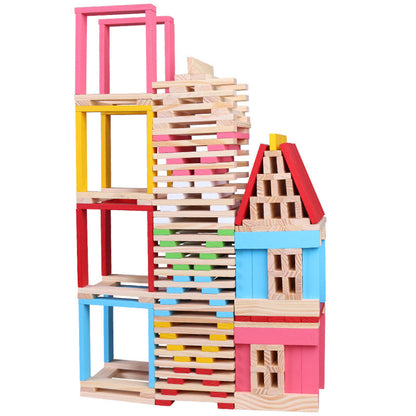150 Pieces Wooden STEM Building Blocks - Best Open Ended Wooden Toys