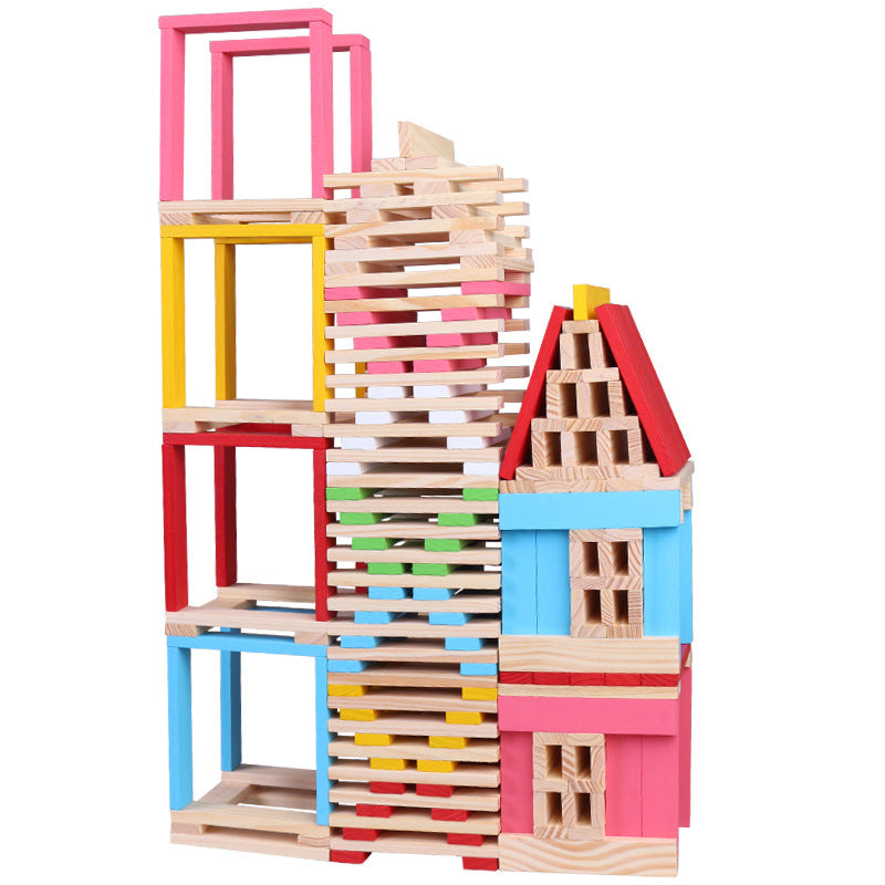 150 Pieces Wooden STEM Building Blocks - Best Open Ended Wooden Toys
