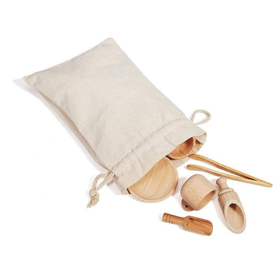 Service à thé et ustensiles en bois - Jouets de motricité fine