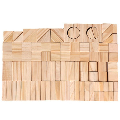 100 Pieces Wooden Building Blocks - Open Ended Wooden Toys
