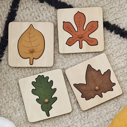 Wooden Leaf Puzzle- Fine motor skills toys
