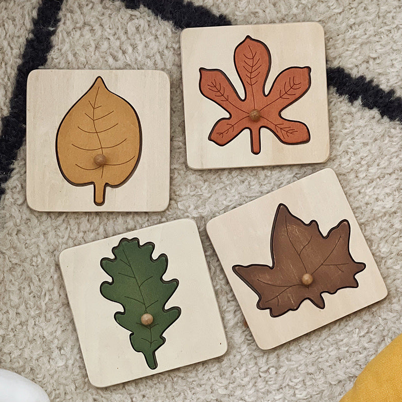 Wooden Leaf Puzzle- Fine motor skills toys
