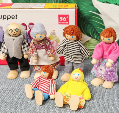 Wooden Role-Play Doll Family-  Open ended wooden toys