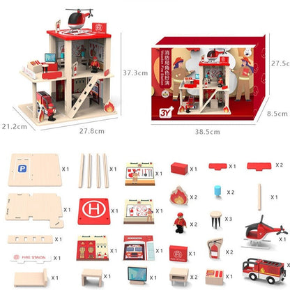 Wooden Fire Station Role Play - Open Ended Play Toys