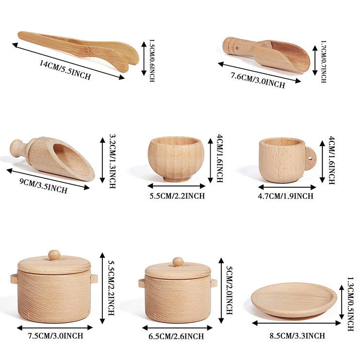 Wooden Tea and Utensil Set - Fine motor skills toys