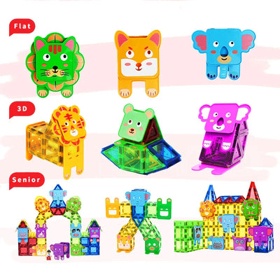 Animal Magnetic Building Blocks™ - Blocs de construction magnétiques - Carreaux magnétiques pour animaux