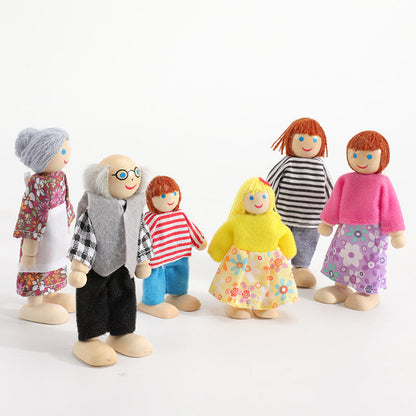 Wooden Role-Play Doll Family-  Open ended wooden toys