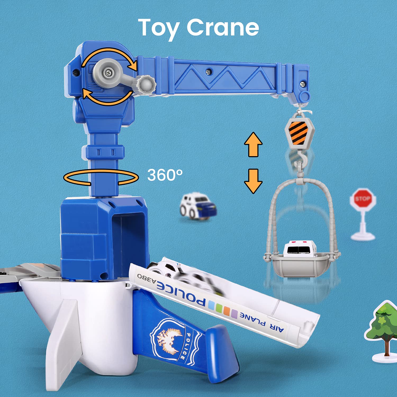 CUTE STONE Toy Aircraft, Transport Cargo Airplane with Music & Light, Airplane Car Play Set & Vehicle Toy, Construction Toy Accessories for 3+ Boys & Girls