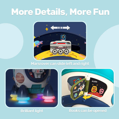 CUTE STONE Children's Multiple Activity Toys, Musical Toy, Electronic Toy W/ Lights & Sounds, Play Drum, Piano Music Key, Detachable Toy Space Shuttle, Astronaut