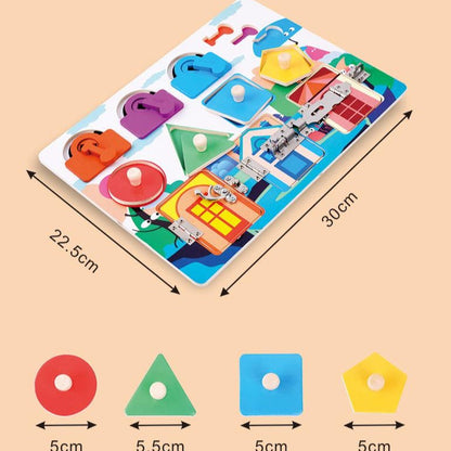 Wooden Shape Lock Latch Busy Board-Sensory toys