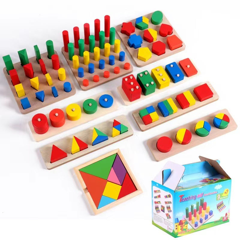 9 Sections Wooden Teaching Aid - Best Mathematical Teaching Toys
