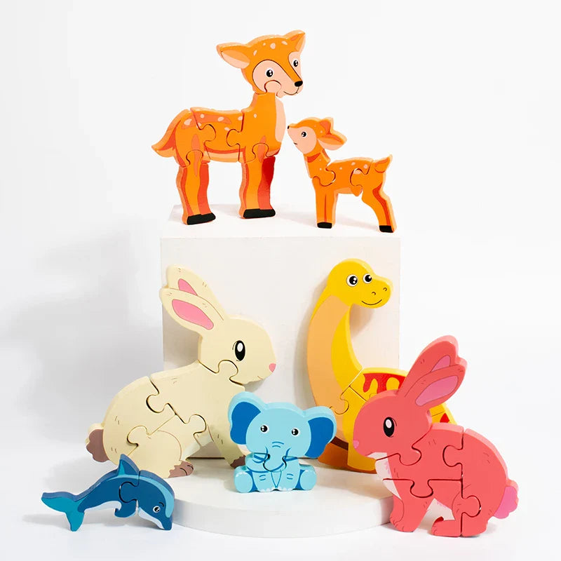 Animal Puzzle™ – Ontdek & Leer – Cartoon Houten Puzzel