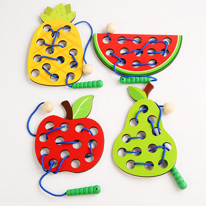 Wooden Caterpillars Eat Fruits Threading Toys - Best Fine Motor Skills Toys