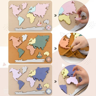 GeoKids – Montessori & Éducatif – Puzzle en Silicone Carte du Monde