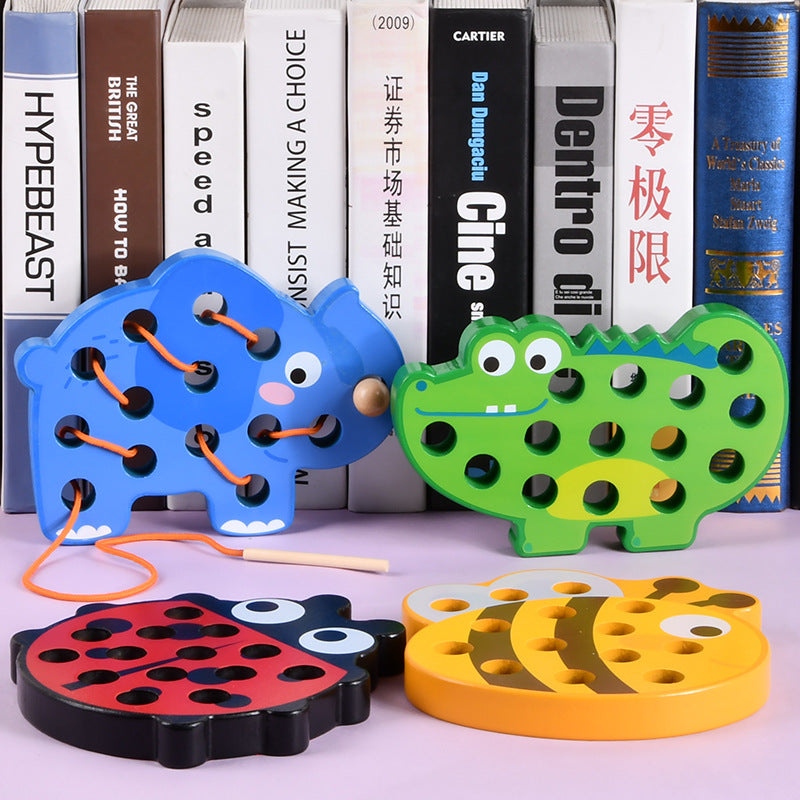 Wooden Animal Threading Rope Game - Fine Motor Skills Toys
