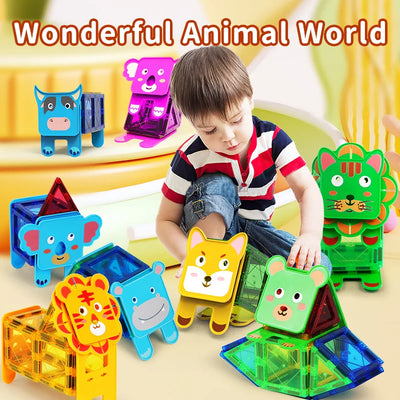 Animal Magnetic Building Blocks™ - Blocs de construction magnétiques - Carreaux magnétiques pour animaux