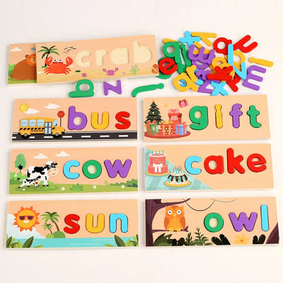 AlphaPuzzle – Apprendre des mots anglais – Puzzle d'orthographe en bois