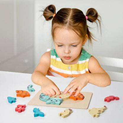Animal Puzzle™ – Ontdek & Leer – Cartoon Houten Puzzel