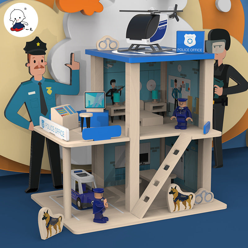Wooden Police Station Role Play Game - Open Ended Play Toy