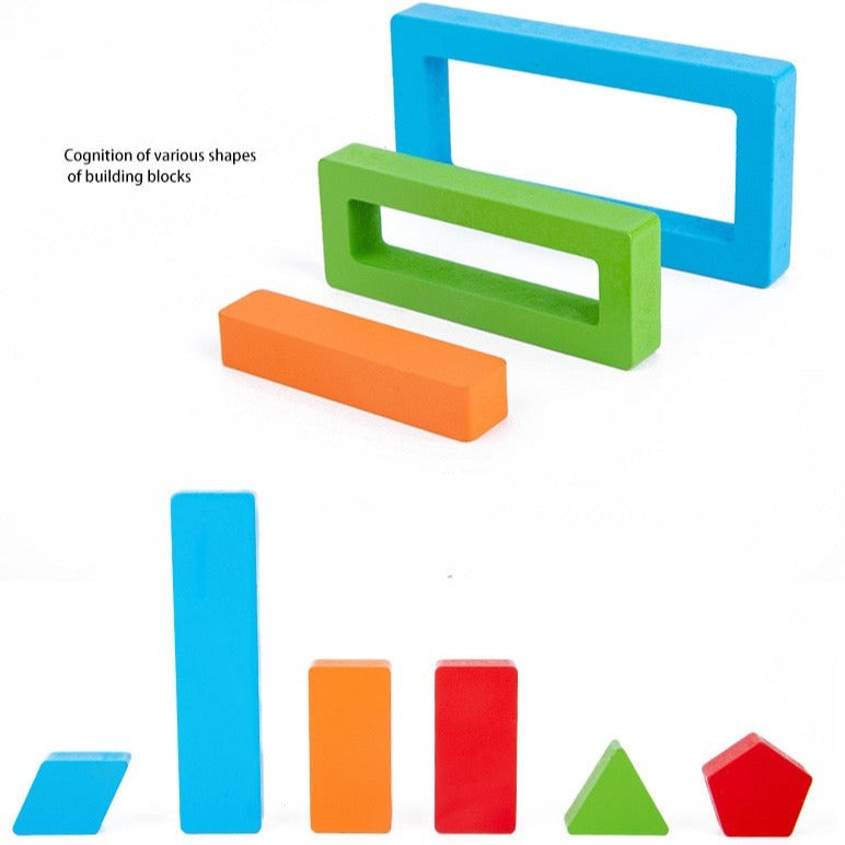 Wooden Rainbow Block Puzzle with Cards - Mathematics through imaginative play