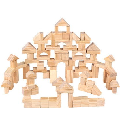 100 Pieces Wooden Building Blocks - Open Ended Wooden Toys