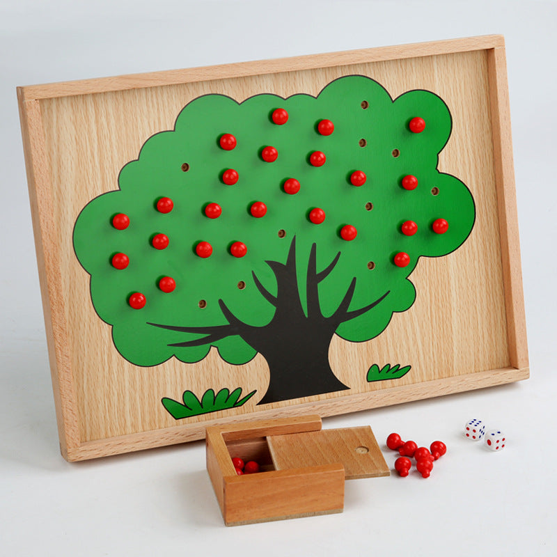Juego de conteo de manzanas de madera Montessori - Juguetes educativos de matemáticas