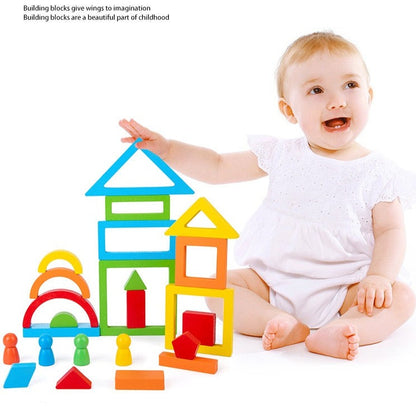 Wooden Rainbow Block Puzzle with Cards - Mathematics through imaginative play