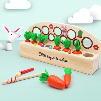 Wooden Carrots & Magnetic Fishing Game - Fine motor skills toys