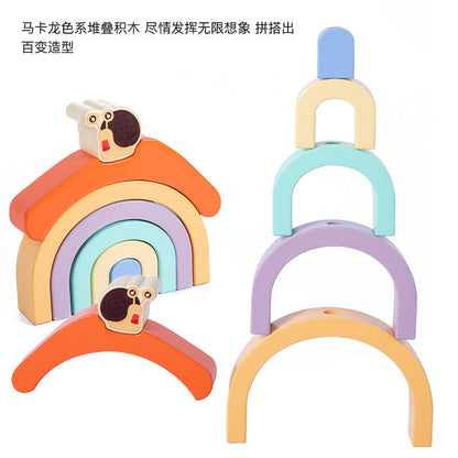 Wooden Rainbow Snail Tractor-  Fine motor skills toys