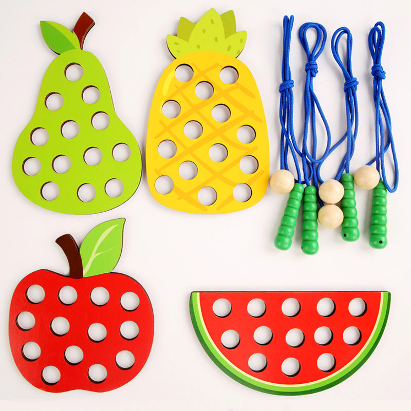 Wooden Caterpillars Eat Fruits Threading Toys - Best Fine Motor Skills Toys