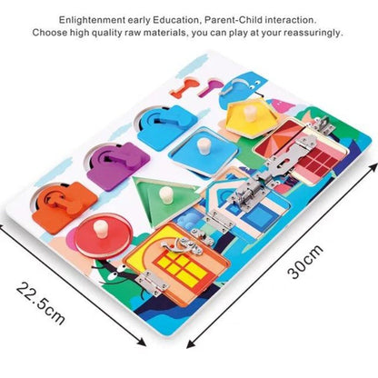 Wooden Shape Lock Latch Busy Board-Sensory toys